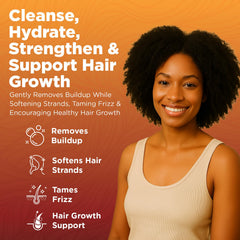 Okaga Batana Oil Conditioner apply shot, hair appears nourished and tangle-free.