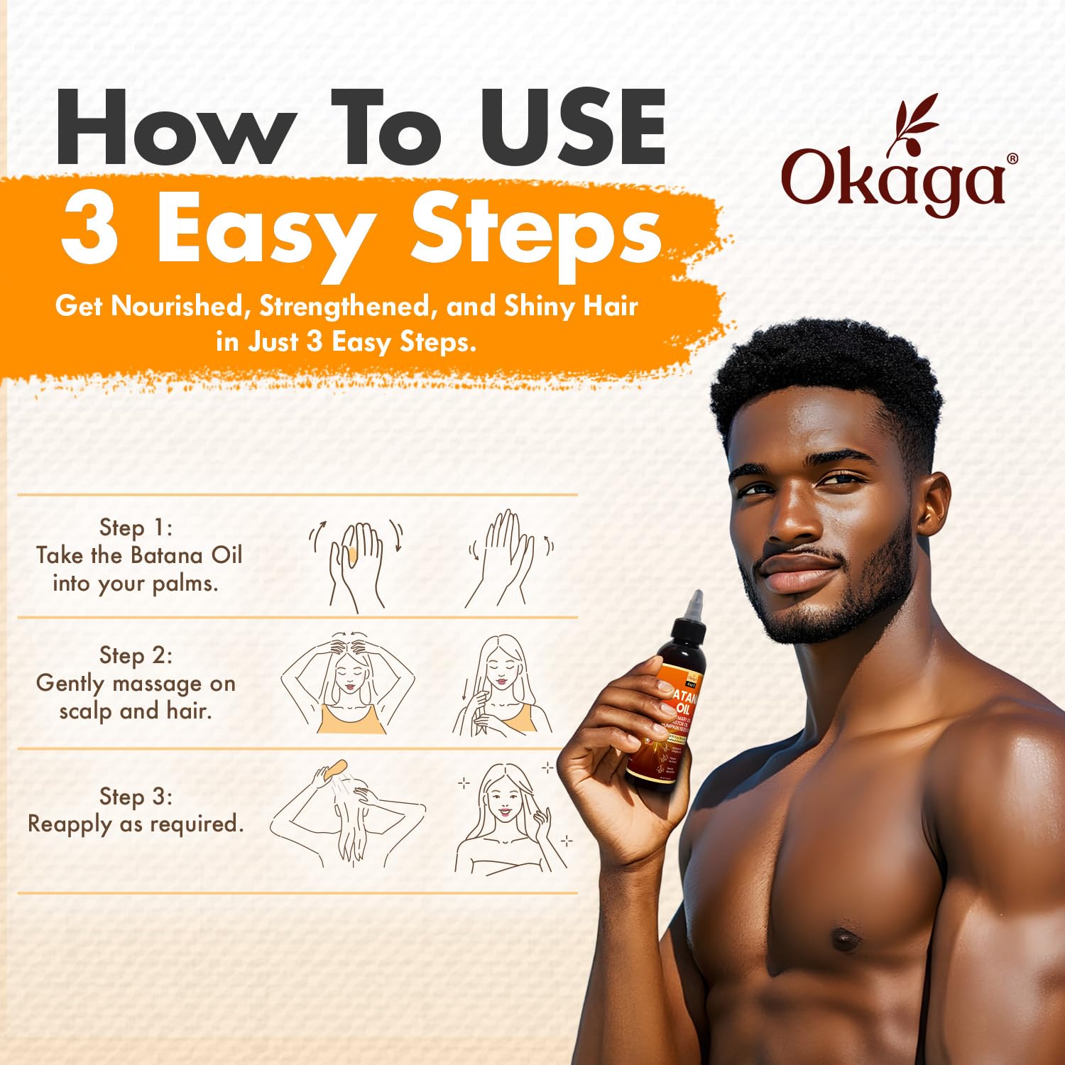 Dropper dispenses Batana Oil onto a strand for conditioning and care.