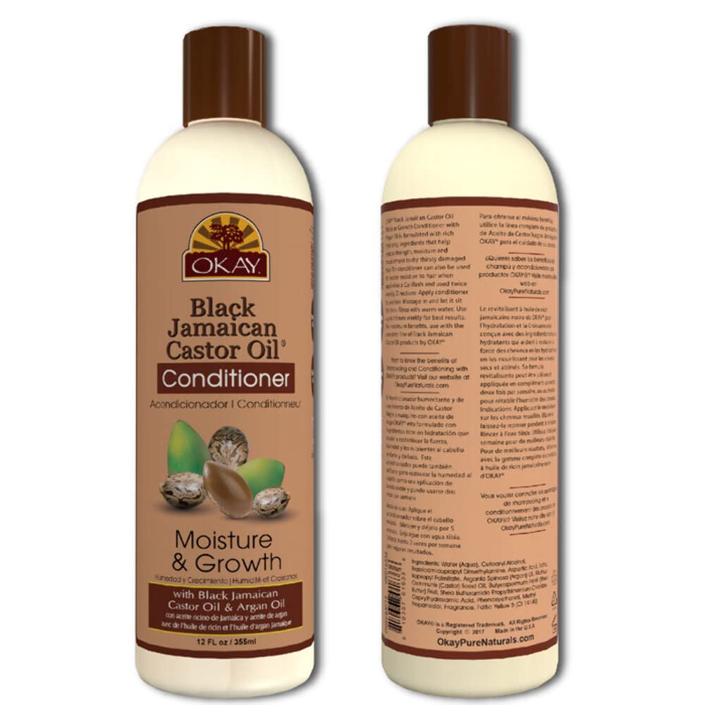 OKAY 12 oz bottle beside shampoo for convenient use