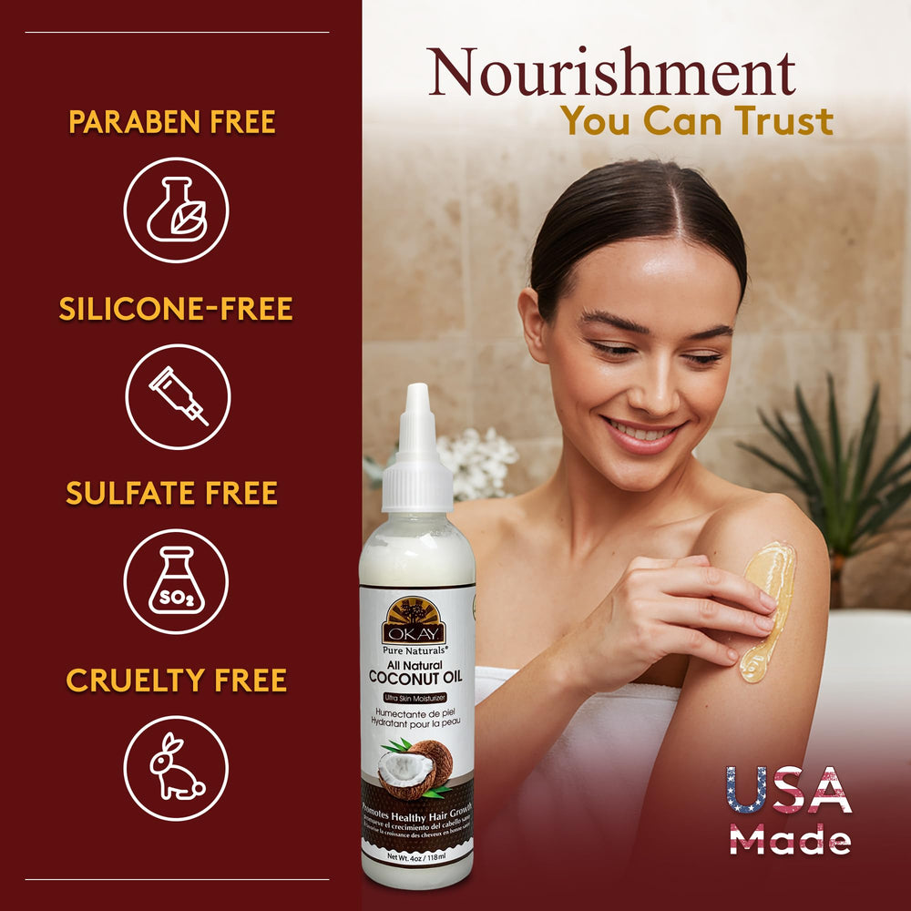 OKAY Aceite de Coco Puro para Cabello: ayuda a mantener la humedad