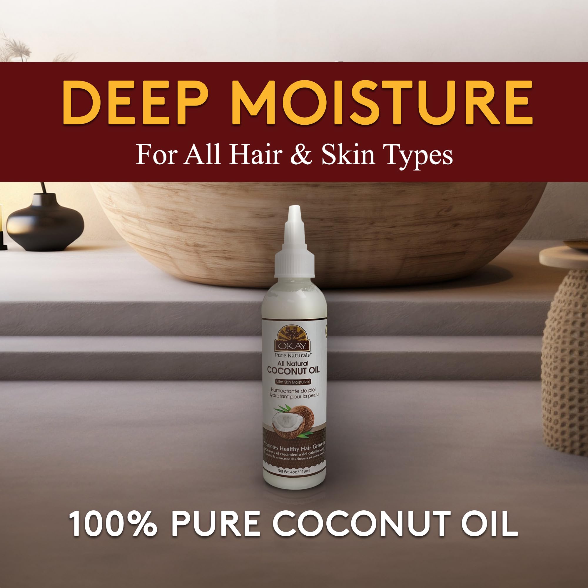 OKAY Aceite de Coco Puro para Piel: hidrata y suaviza la piel