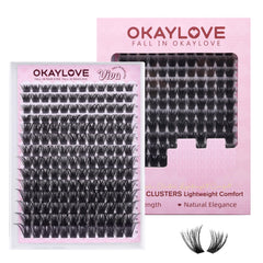OKAYLOVE Fluffy Lash Clusters 8-18mm visual for bold evening volume