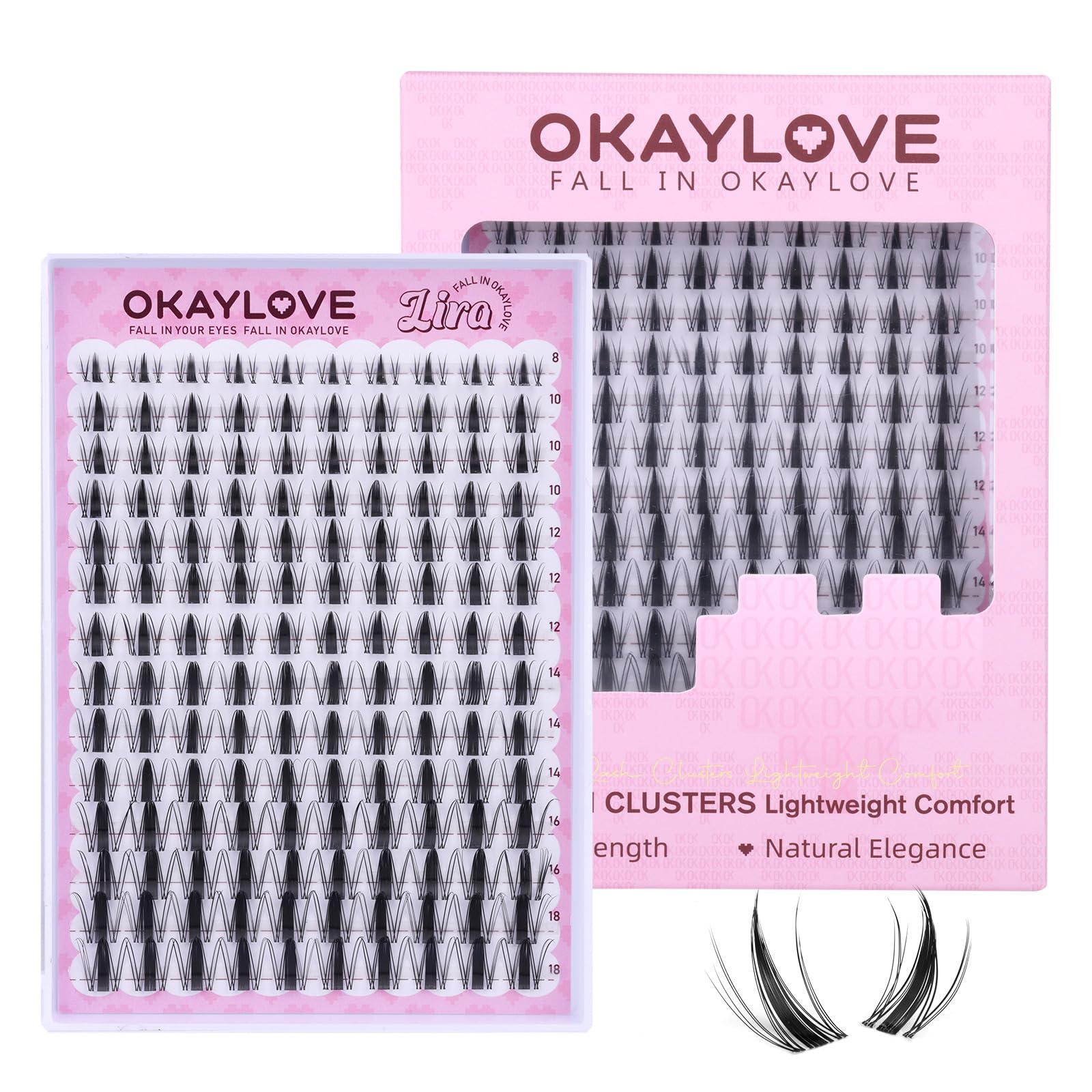OKAYLOVE manga lash clusters with spikes for an airy, eye-opening look.