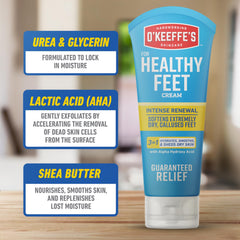 O'Keeffe's Alpha Hydroxy Acid exfoliation action shows skin renewal on feet