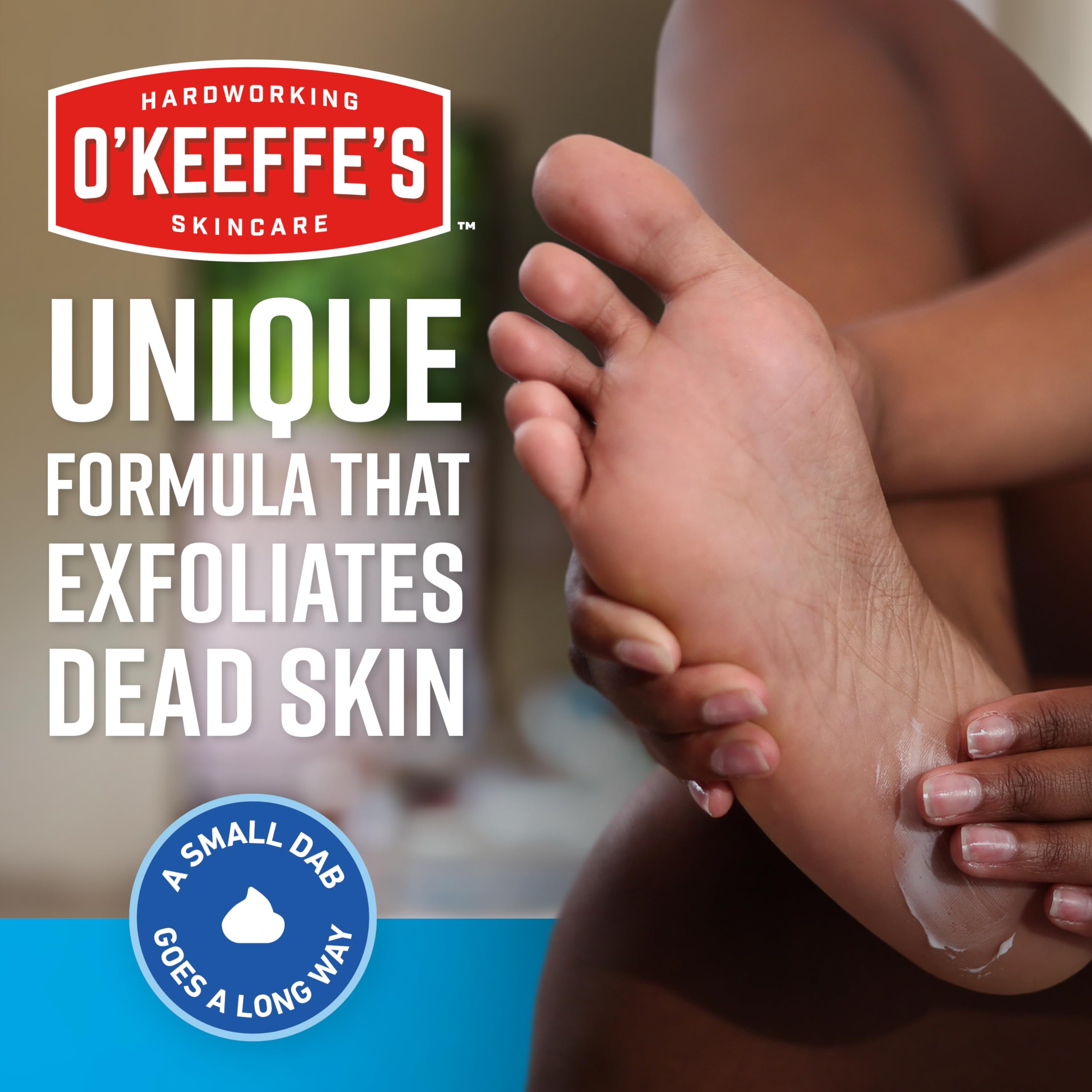 O'Keeffe's bedtime foot care application demonstrates night time moisturizer use