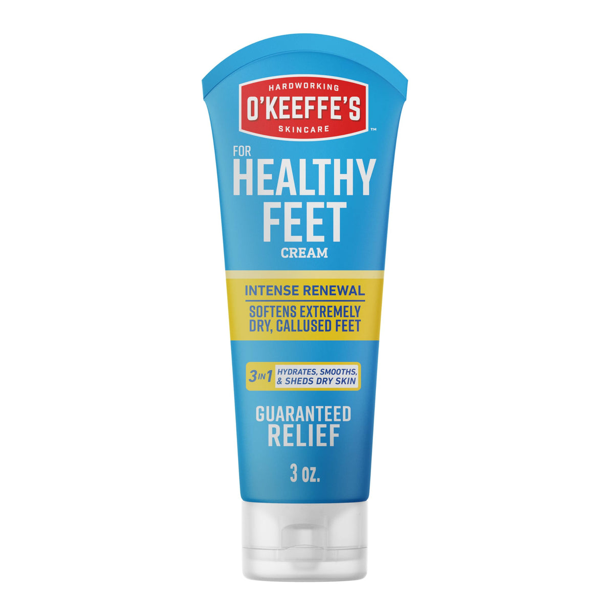 O'Keeffe's Healthy Feet Intense Renewal Cream tube provides quick foot hydration and smoothing