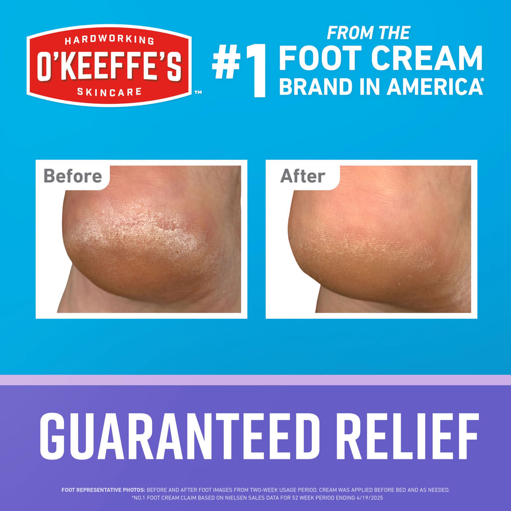 Cream texture close-up from O'Keeffe's Night Treatment for dry feet.