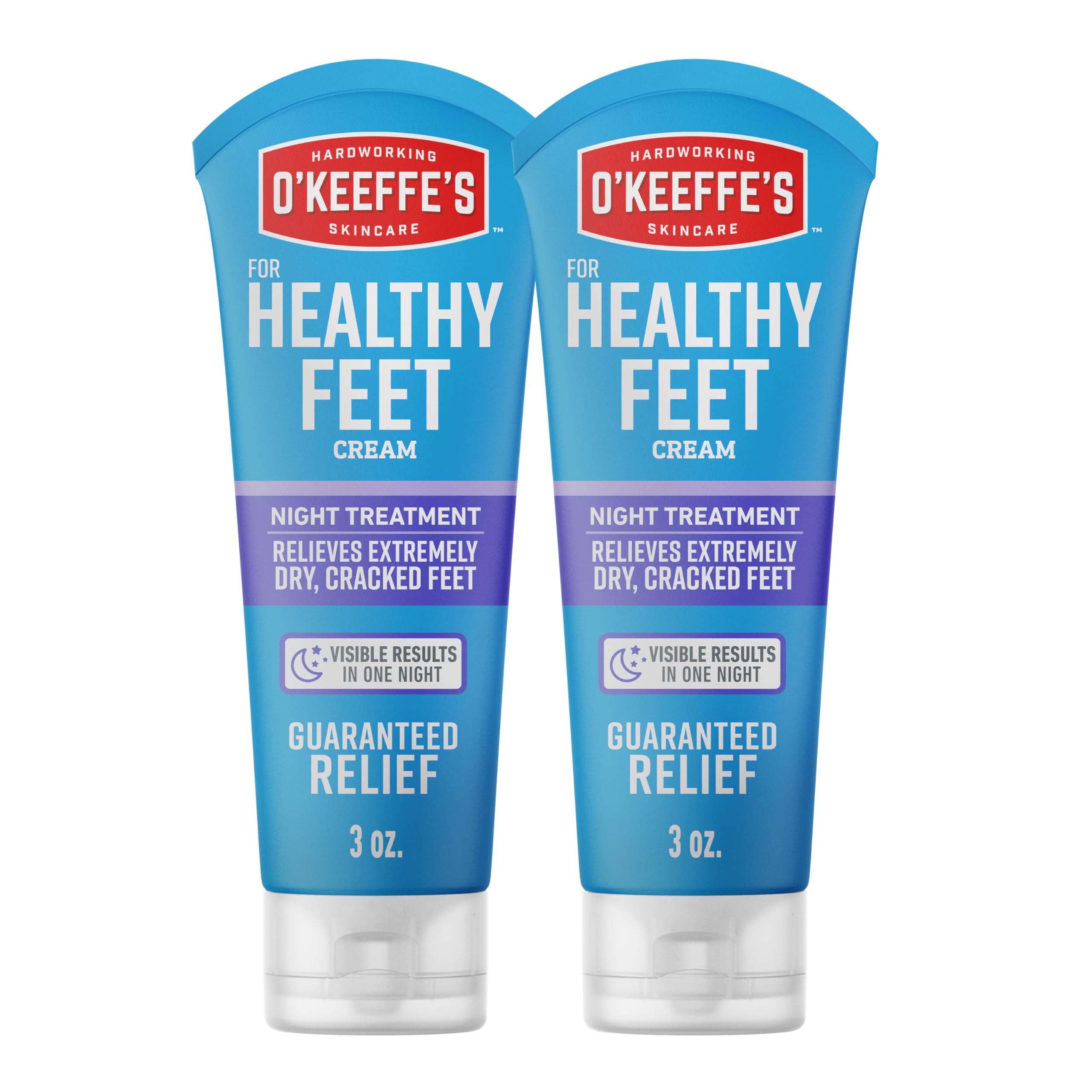 O'Keeffe's Healthy Feet Night Treatment tube ready for overnight hydration.