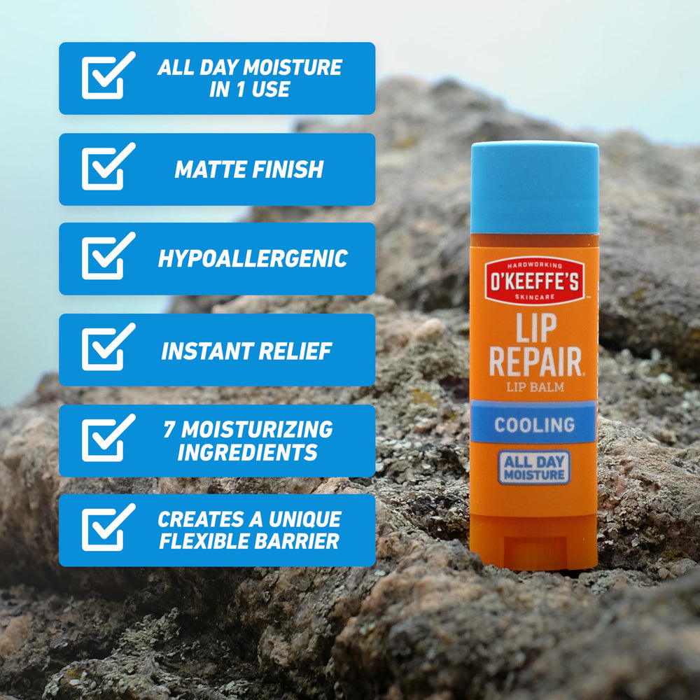 O'Keeffe's Lip Repair: enfriamiento al contacto, sensación fresca.