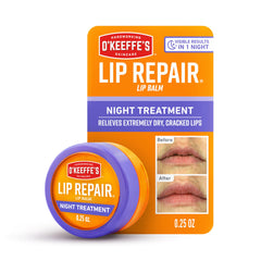 O'Keeffe's Lip Repair Night Treatment en tarro, hidratación nocturna para labios secos.