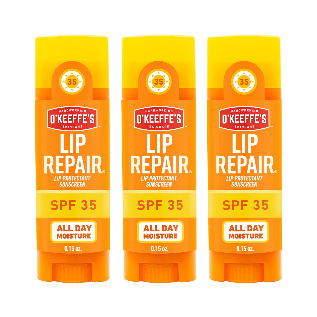 O'Keeffe's Lip Repair SPF 35 balm stick provides long-lasting hydration with sun protection.