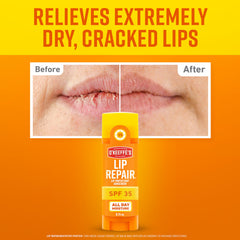 Textura mate de O'Keeffe's Lip Repair SPF 35 para acabado suave