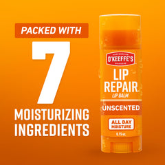 Flexible barrier formed by Lip Repair unscented balm on lips