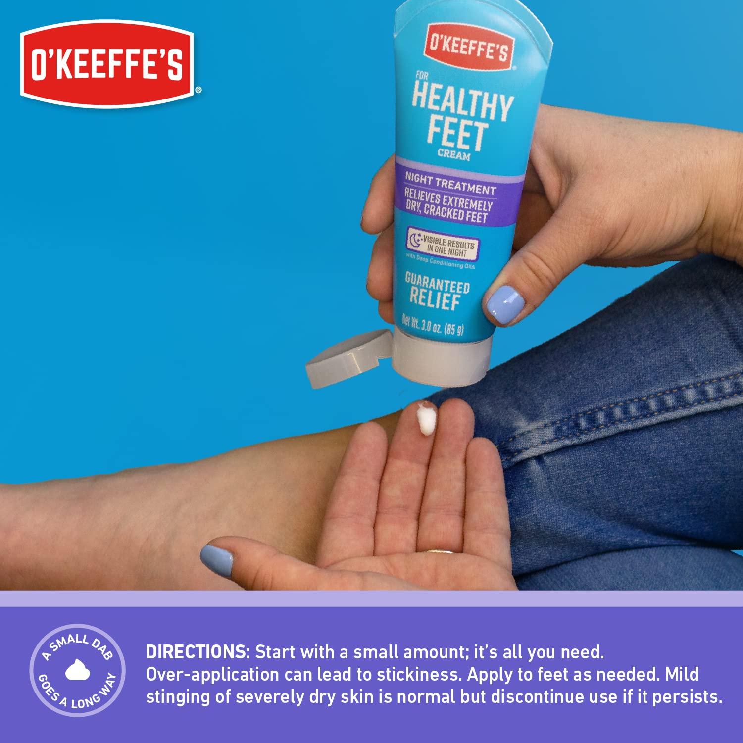 O'Keeffe's Night Treatment foot application scene