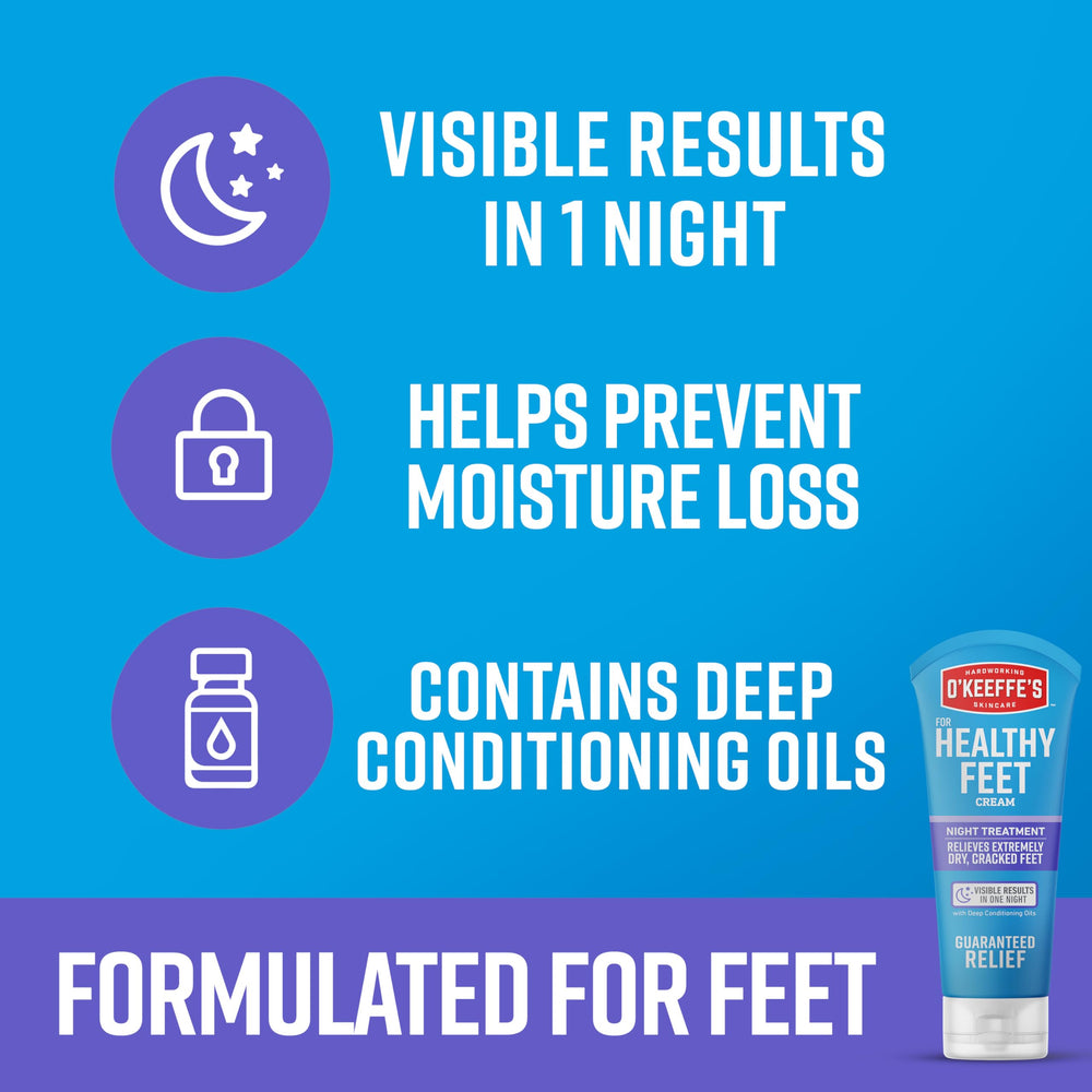 Bedtime application of O'Keeffe's Night Treatment on hands and feet.
