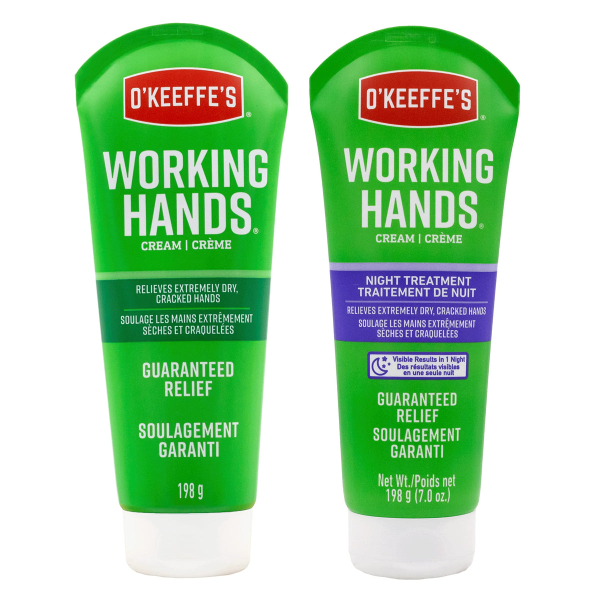 O'Keeffe's Working Hands cream tube close-up showing rich texture for instant moisture