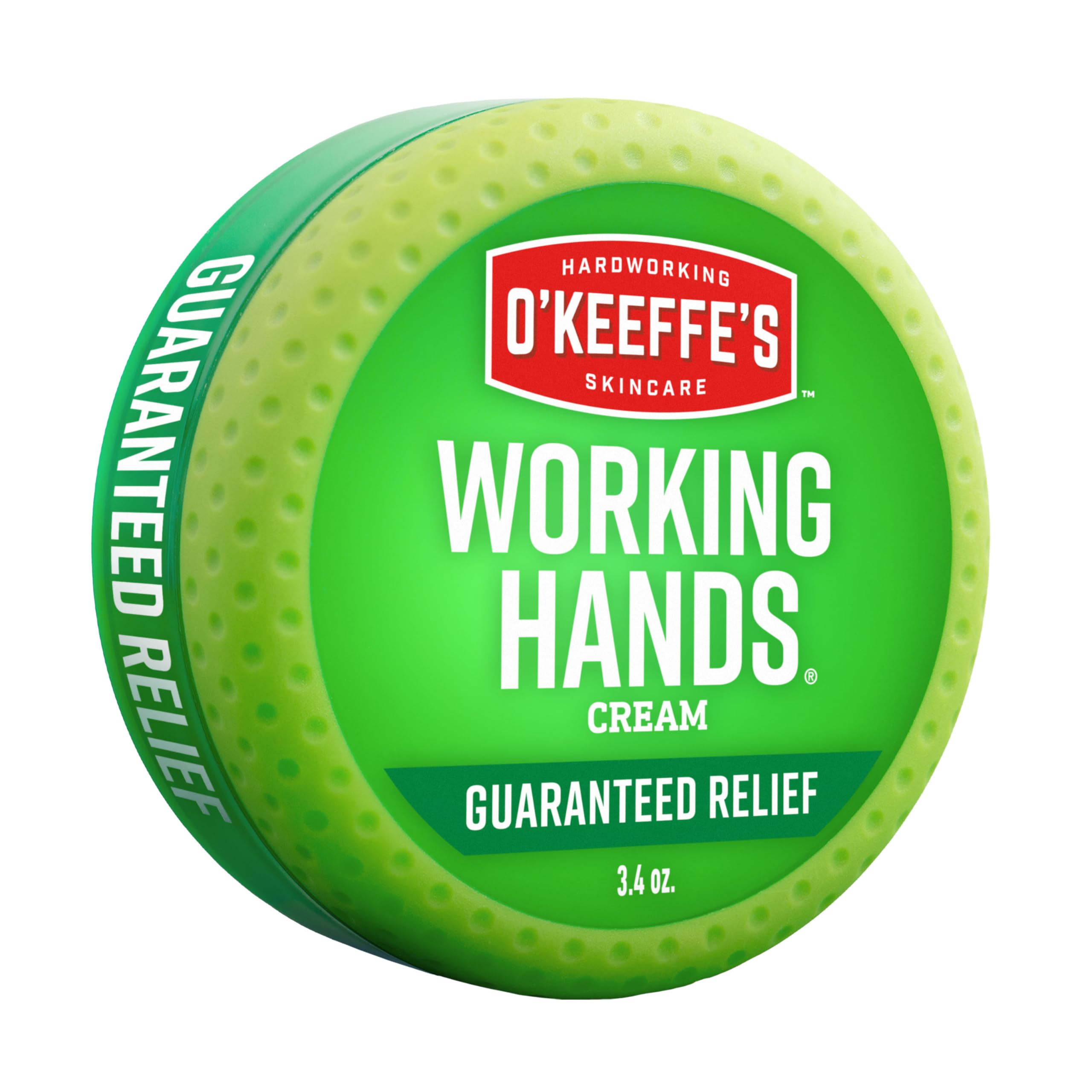 O'Keeffe's Working Hands en tarro muestra crema concentrada para manos extremadamente secas