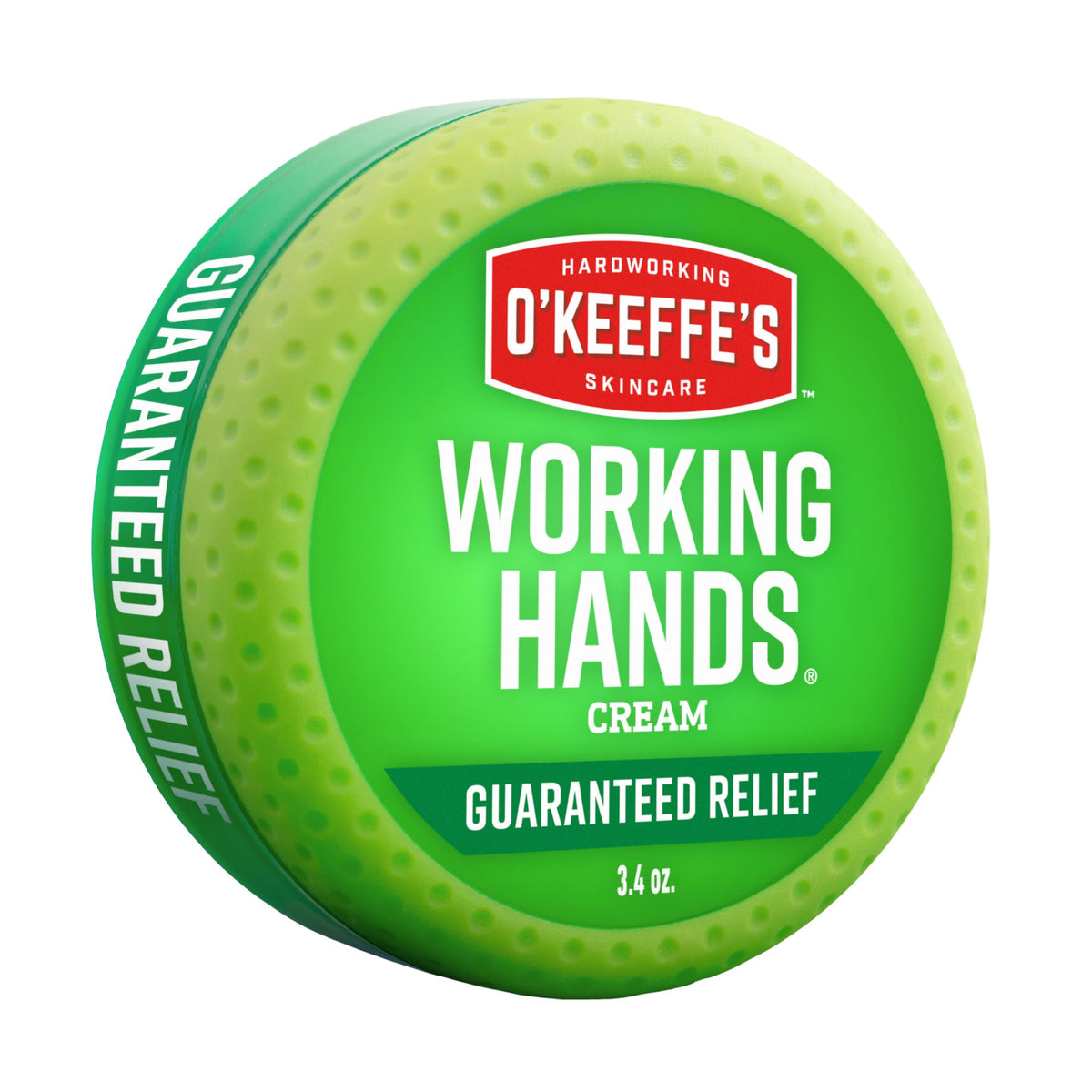 O'Keeffe's Working Hands en tarro muestra crema concentrada para manos extremadamente secas