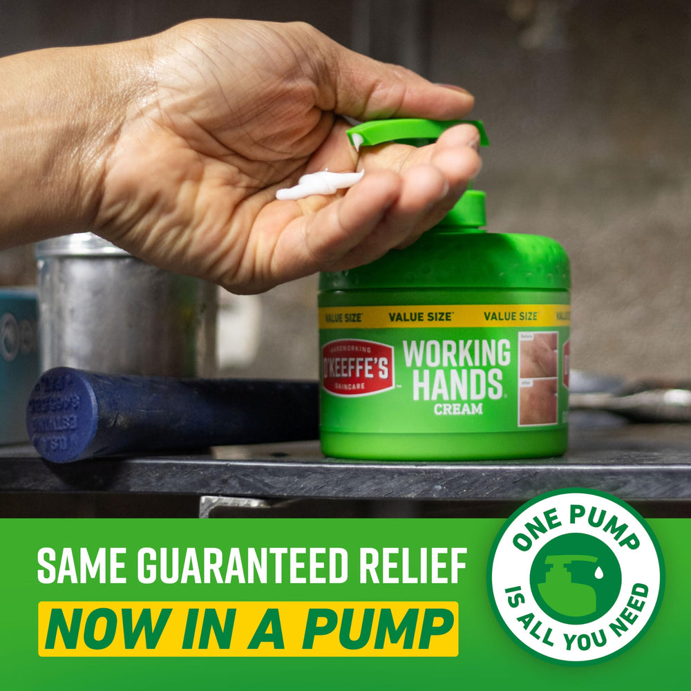 Pump dispensing of O'Keeffe's Working Hands demonstrates precise dosing