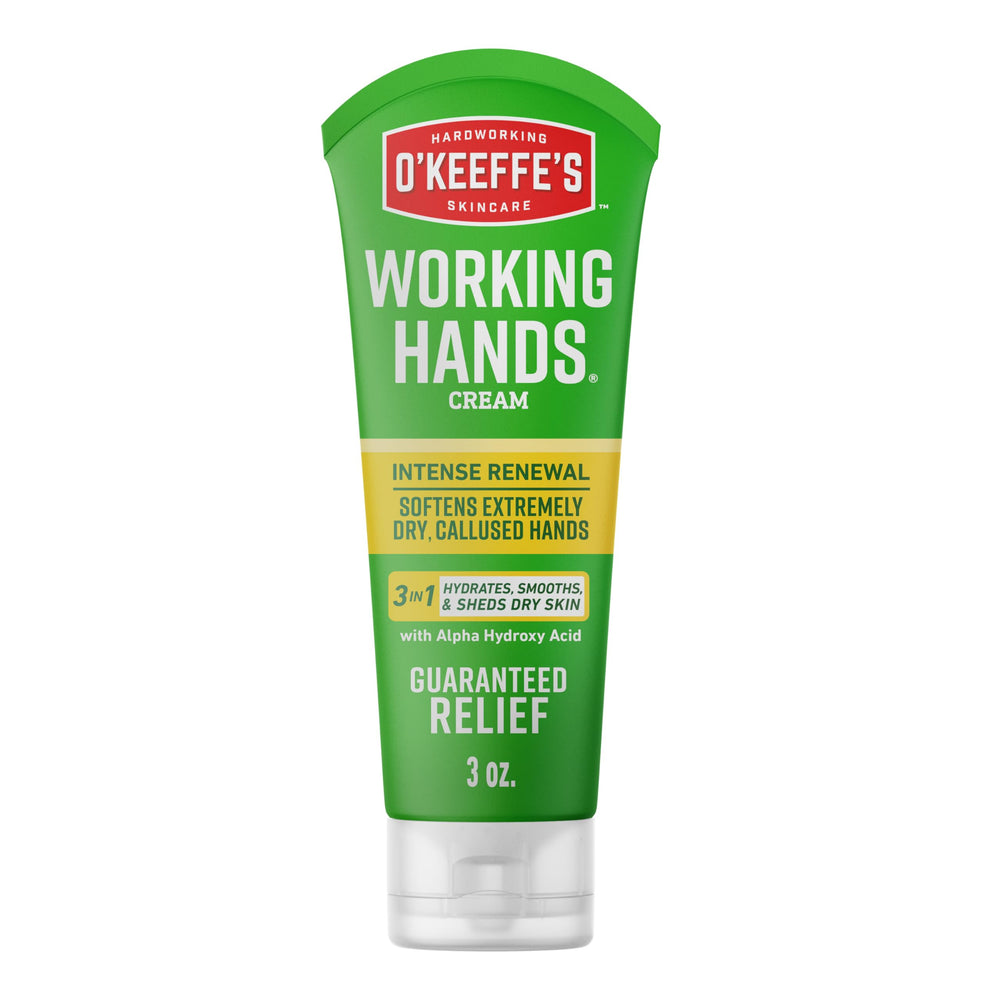 O'Keeffe's Working Hands Intense Renewal crema en tubo de 3 oz, suaviza manos asperas.