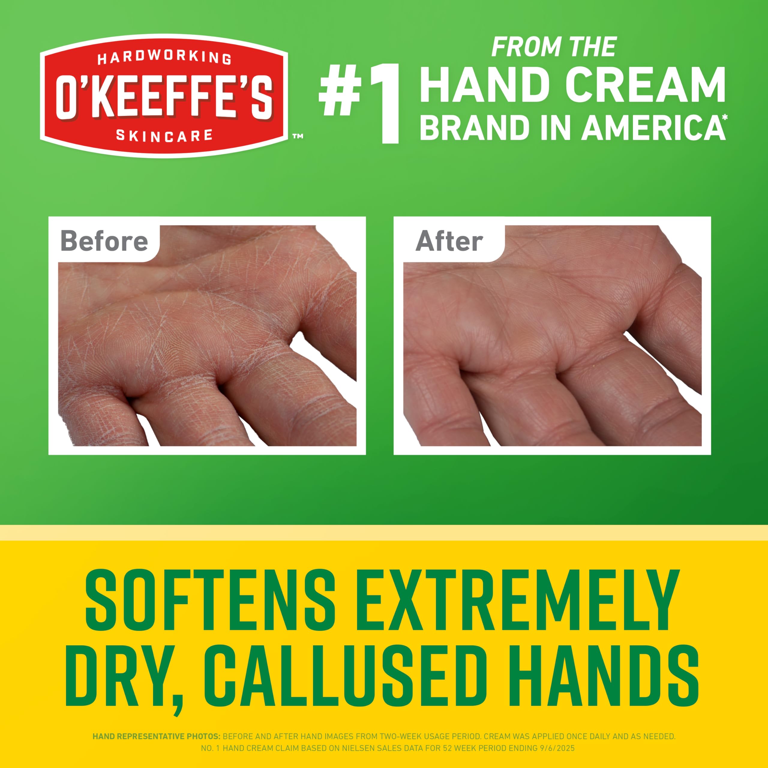 O'Keeffe's Working Hands, textura sedosa que se absorbe rapido para uso diario.
