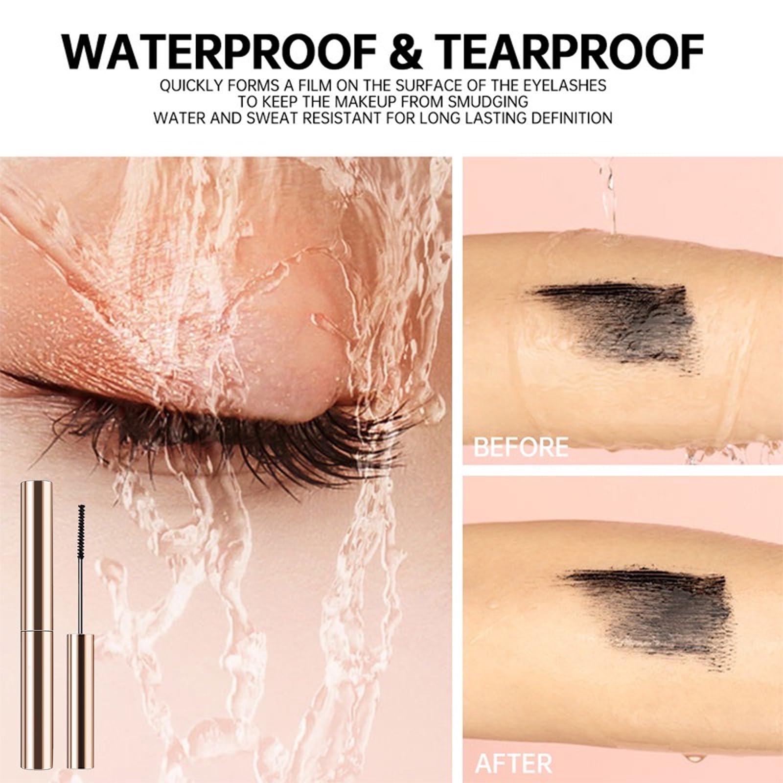 Clump-free finish from Okerker Mascara delivers a clean, defined line