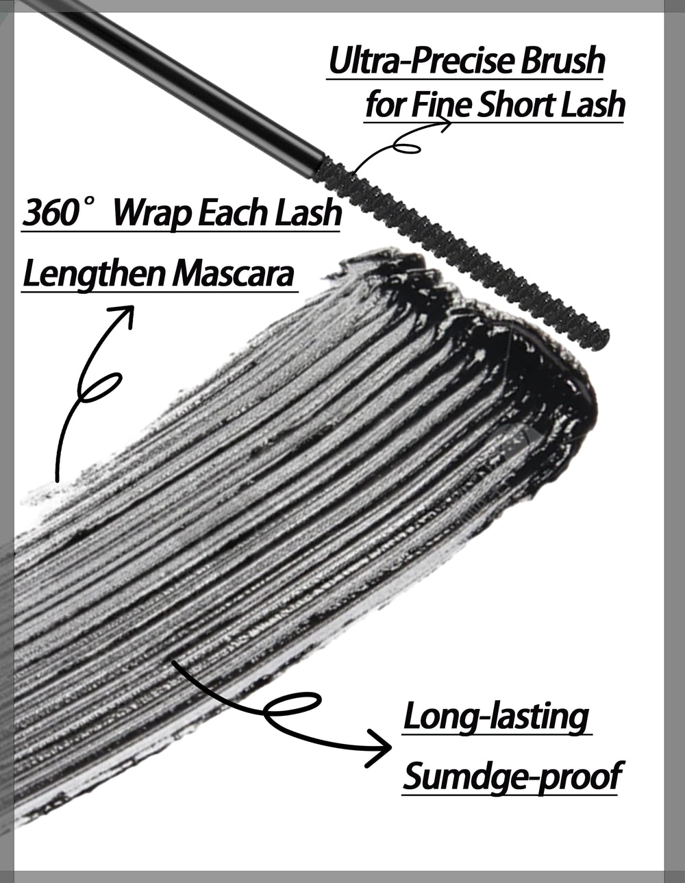 Slim adjustable brush angle of Okerker Mascara reaches difficult angles