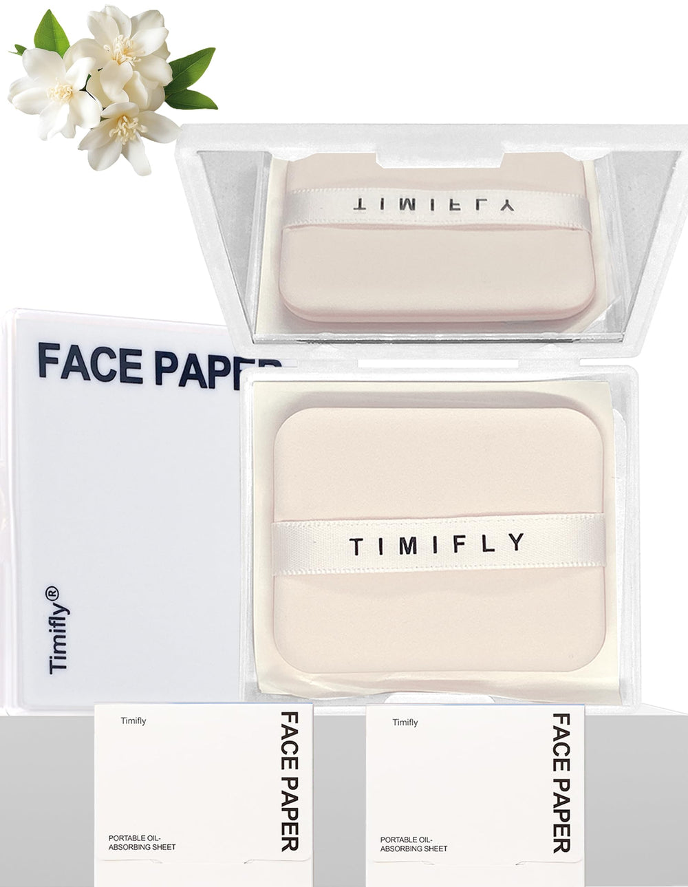 Okerker oil blotting paper pack with mirror for quick on-the-go touchups.