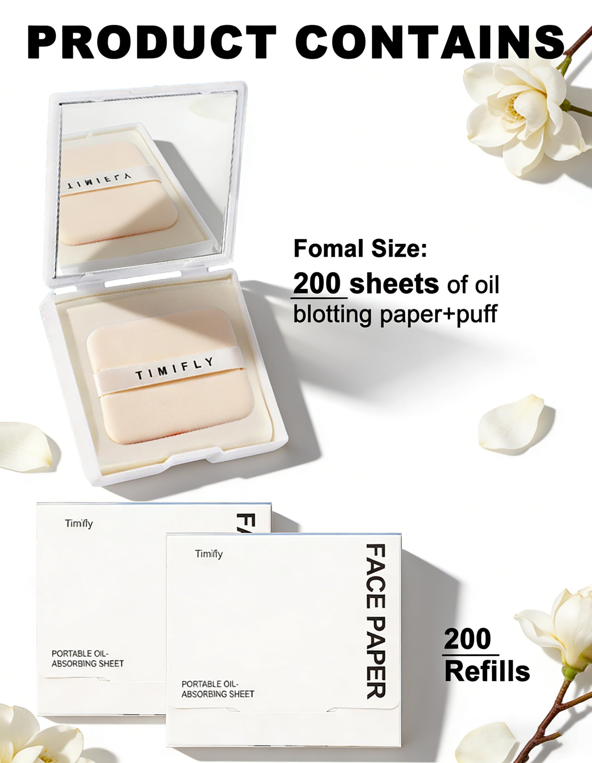 Okerker blotting paper pack featuring puff for precise oil absorption.