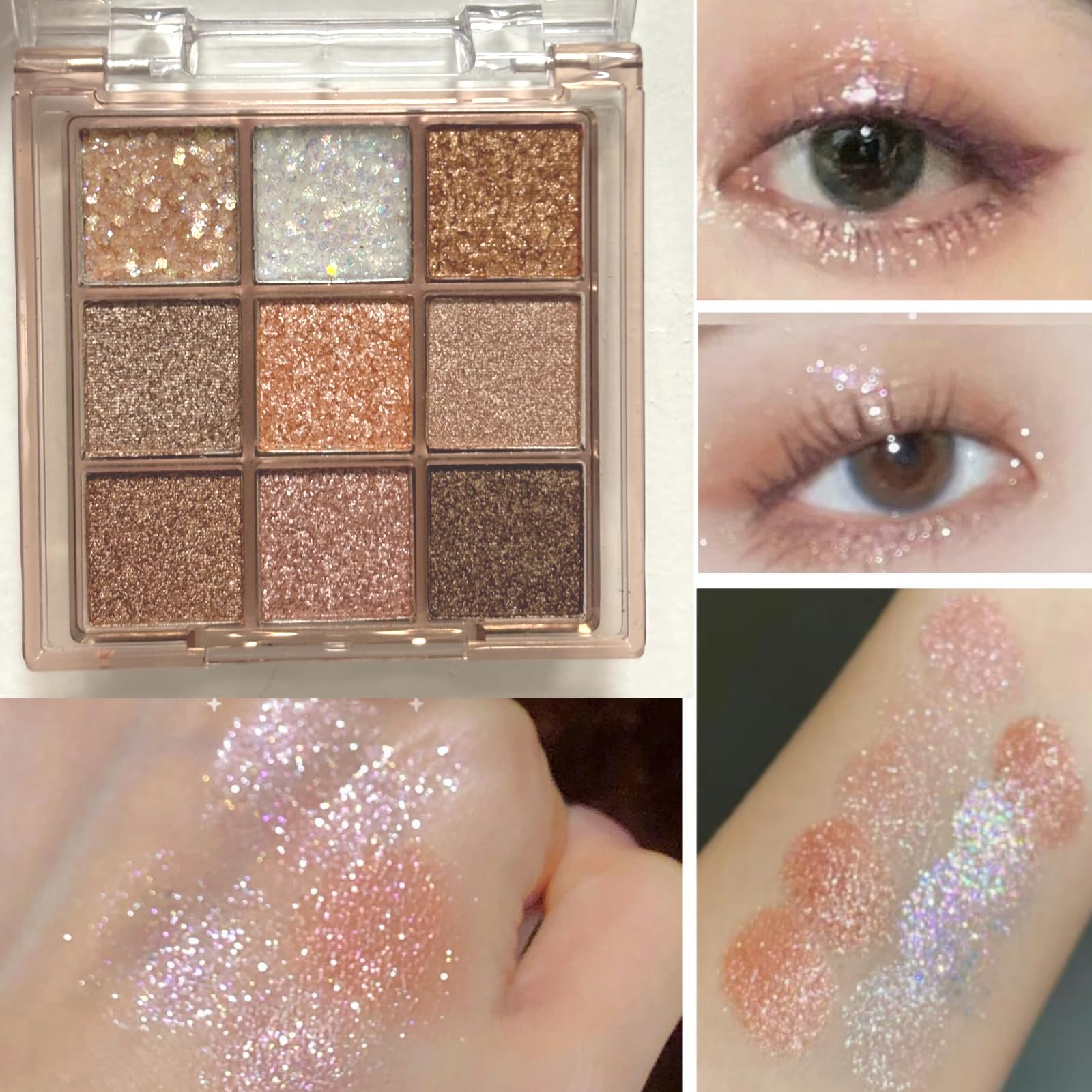 Okerker Sombra destellos rosa-dorado para resaltar párpados con brillo.