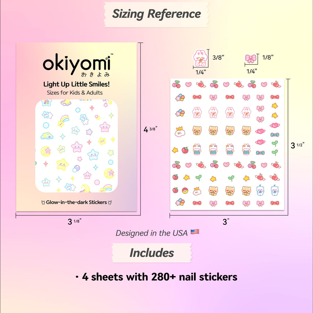 okiyomi glow-in-the-dark nail stickers illuminate nails after light exposure