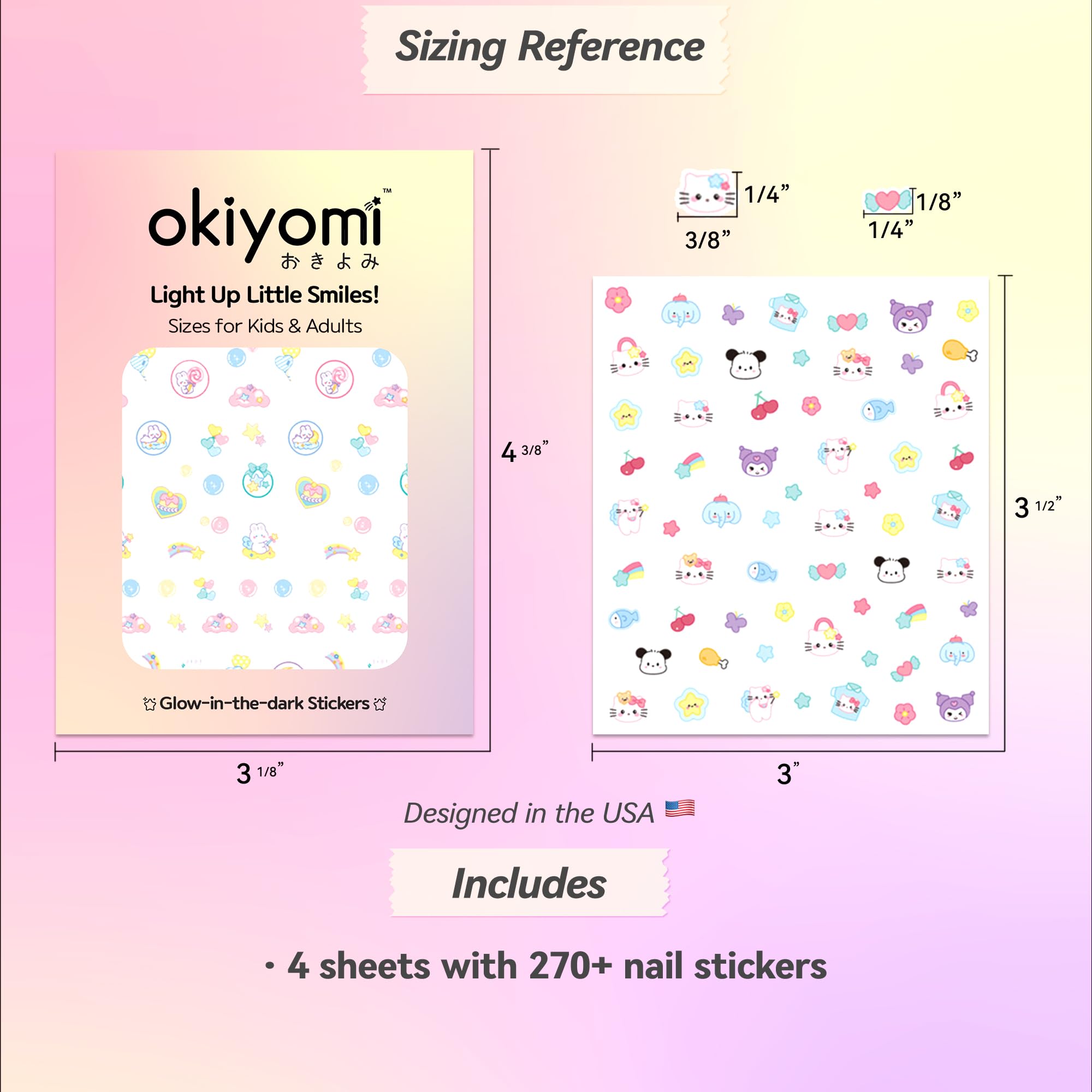 okiYomi glow-in-the-dark nail stickers for magical evenings