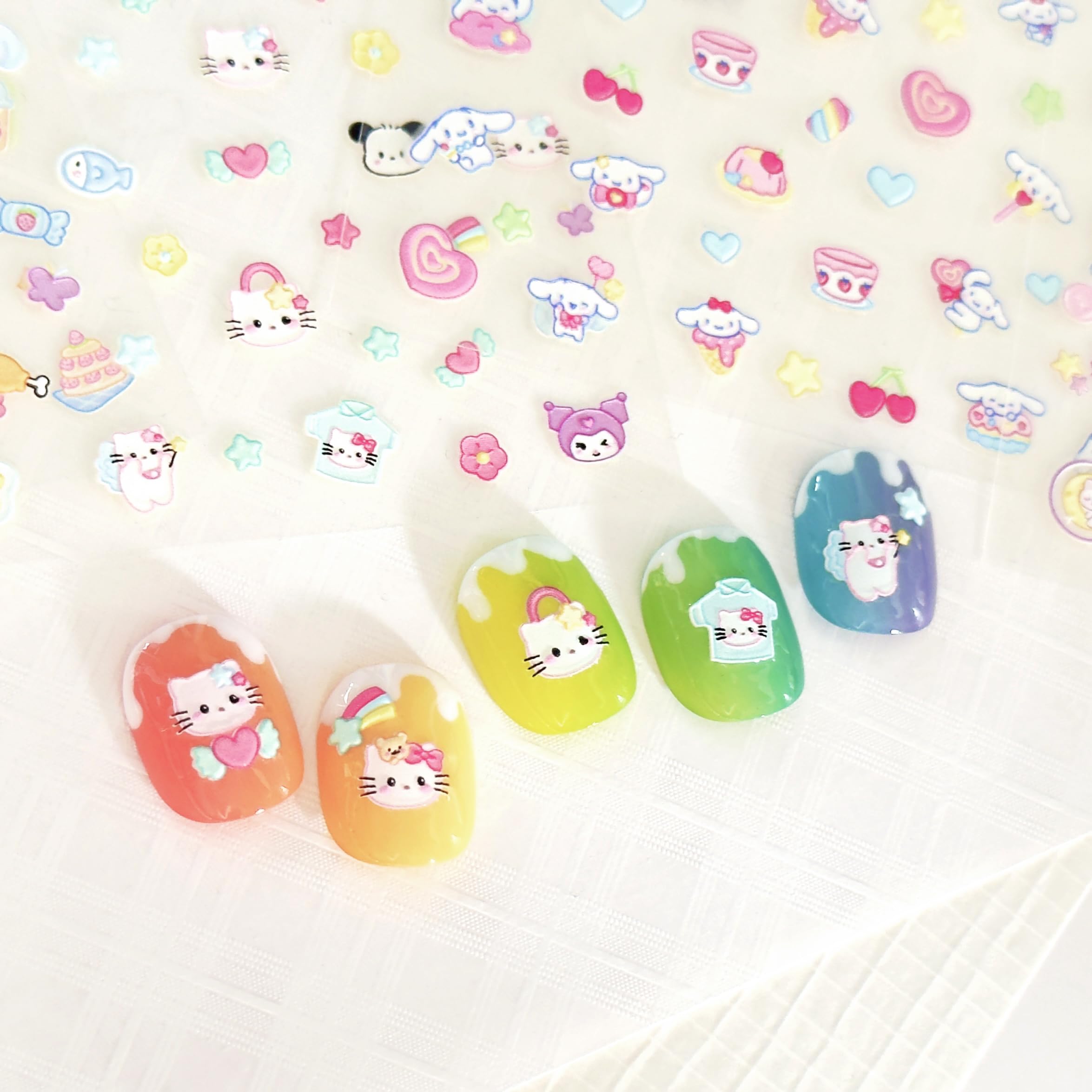 okiYomi kitty bow embossed decals for cute nail art beginners