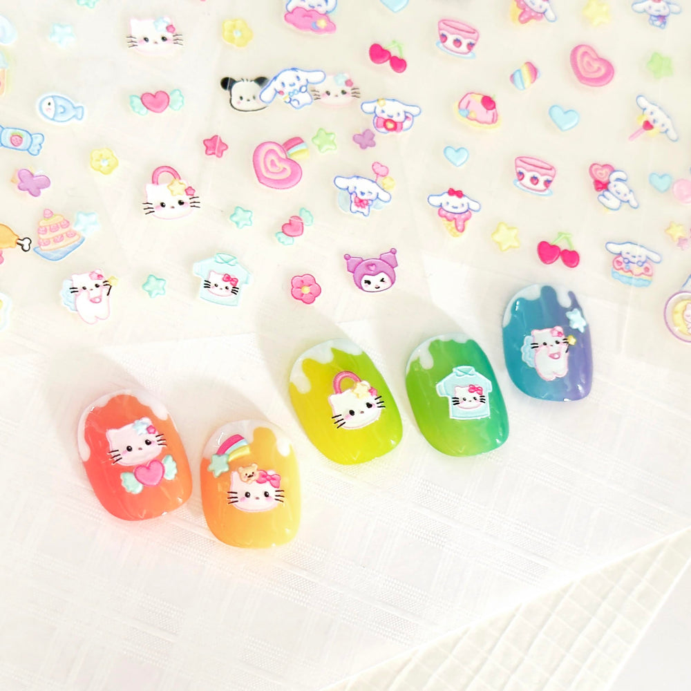 okiYomi kitty bow embossed decals for cute nail art beginners