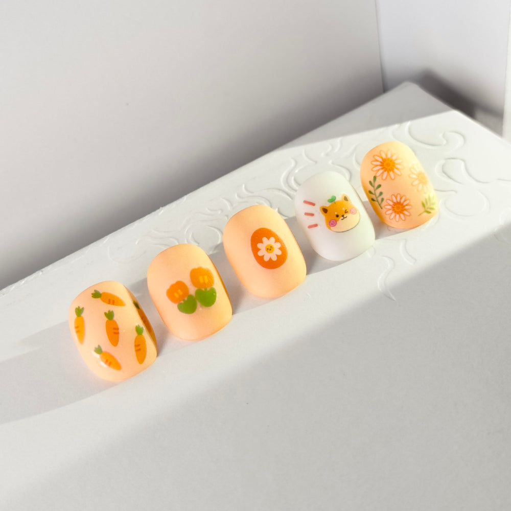 Okiyomi bear-pattern nail stickers with adorable accents for everyday nail art fun.