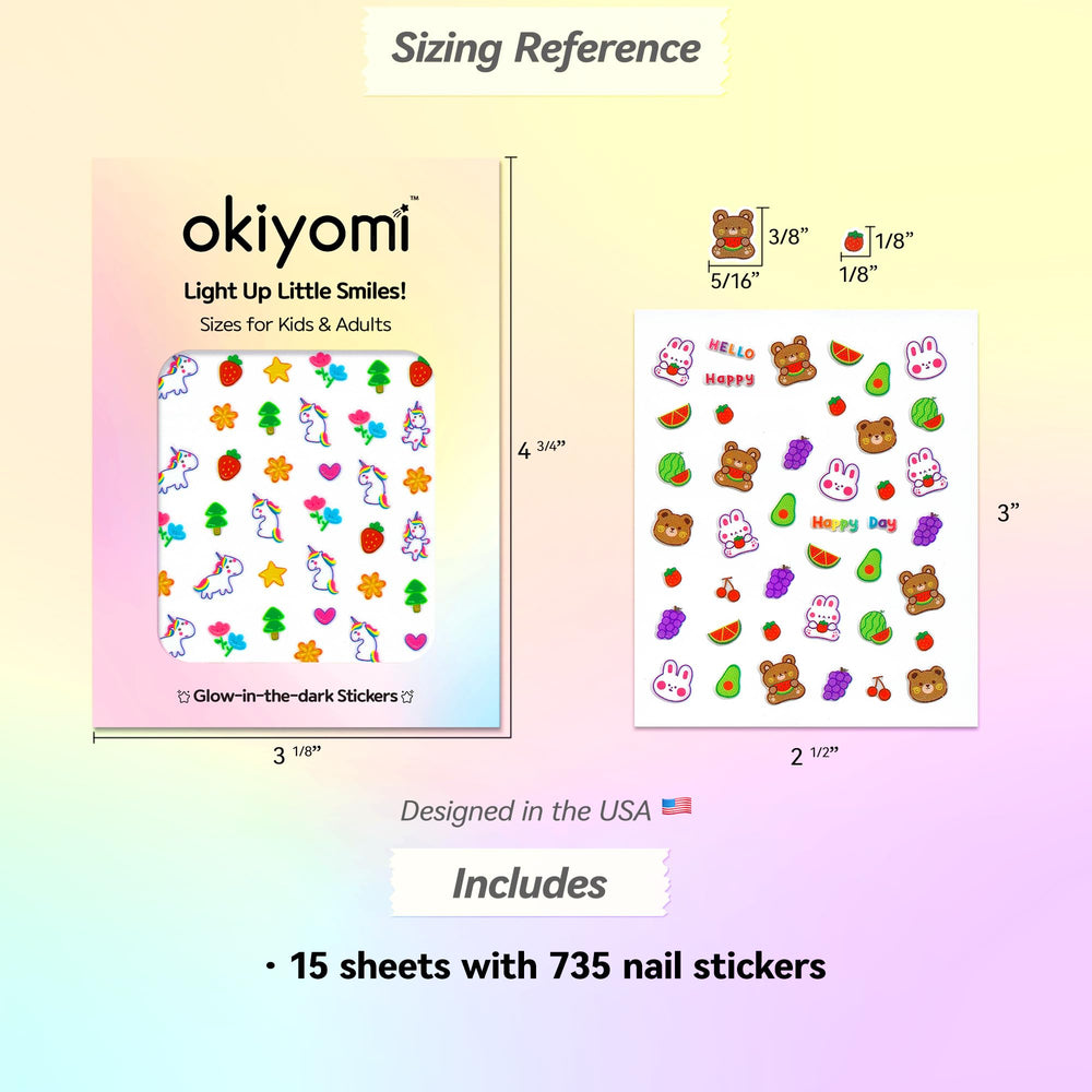 Okiyomi flower-print nail stickers for easy, pretty designs on tiny fingers.