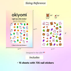 Okiyomi flower-print nail stickers for easy, pretty designs on tiny fingers.