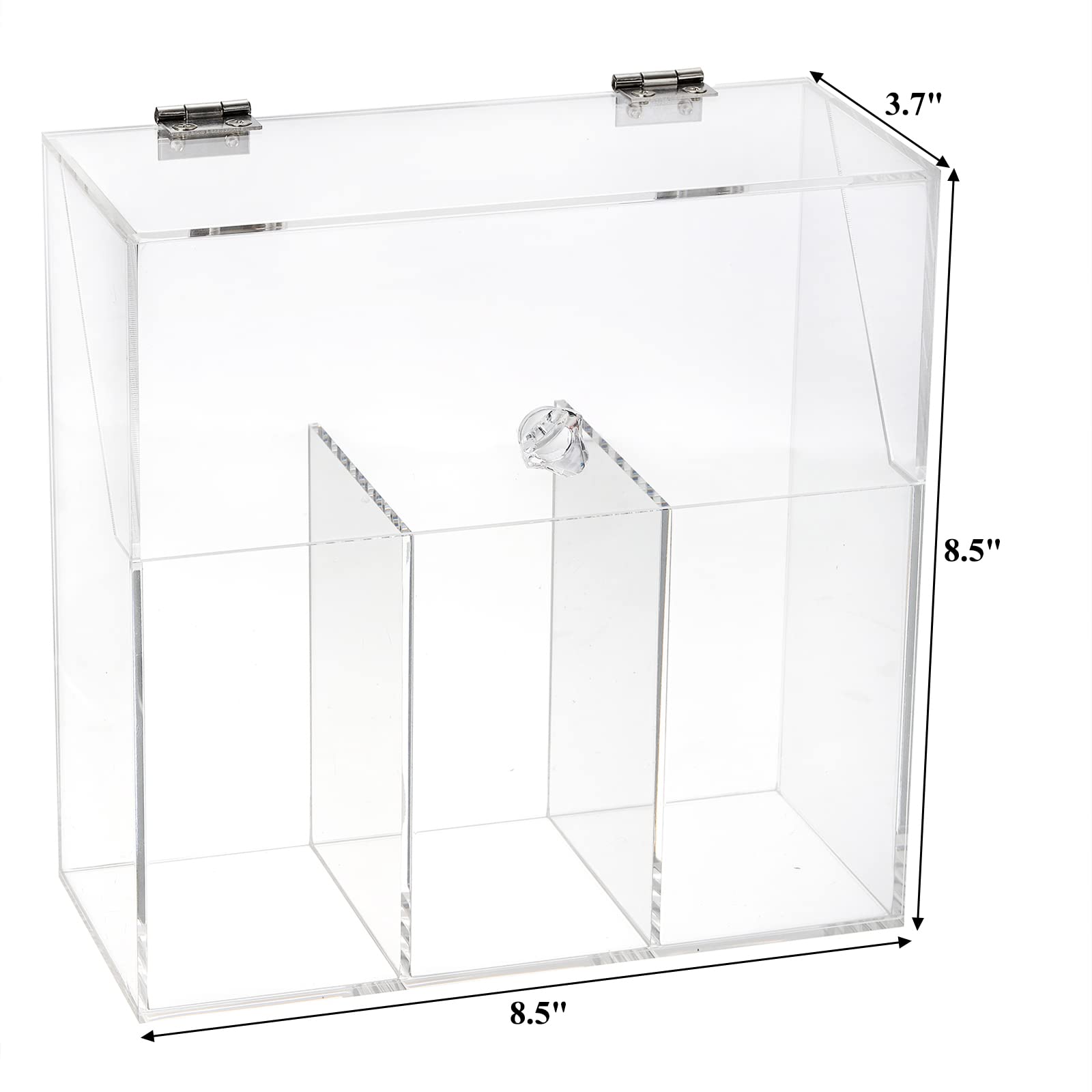 Okllen acrylic makeup organizer with three compartments for versatile vanity storage.
