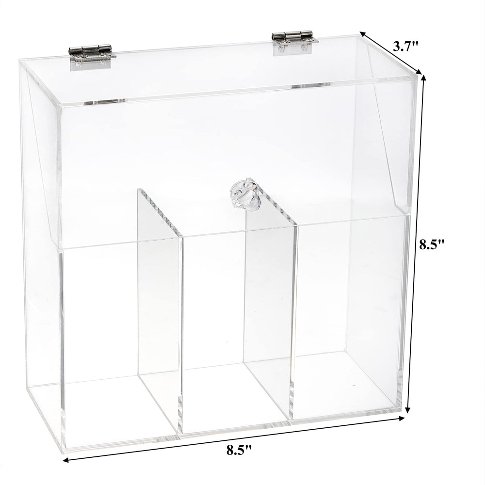 Okllen acrylic makeup organizer with three compartments for versatile vanity storage.