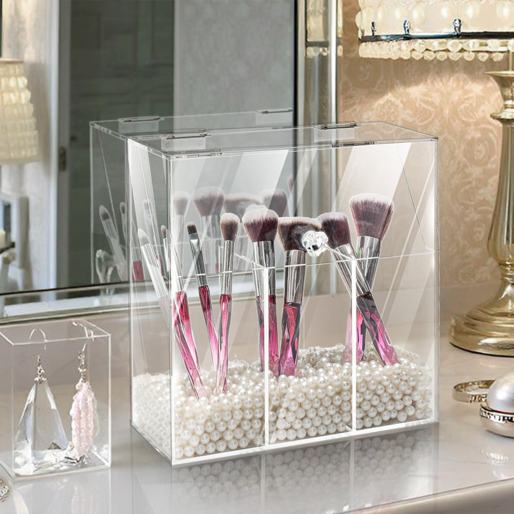 Okllen jewelry and cosmetics organizer doubles as a compact vanity solution.