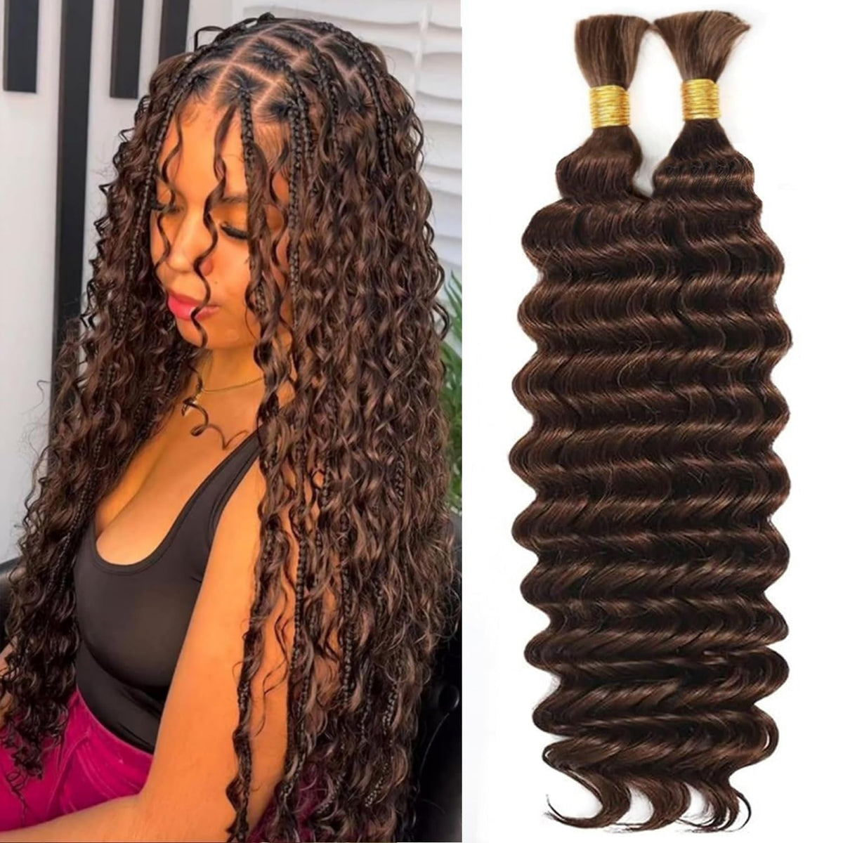 OKVOKV Boho Hair braiding deep wave bundles ready for knotless braids