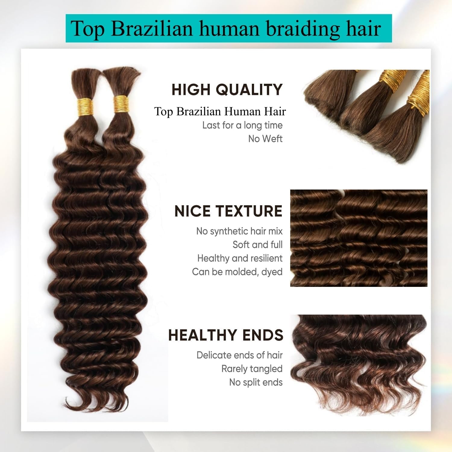 OKVOKV bulk curly hair close-up shows smooth texture and shine for braids