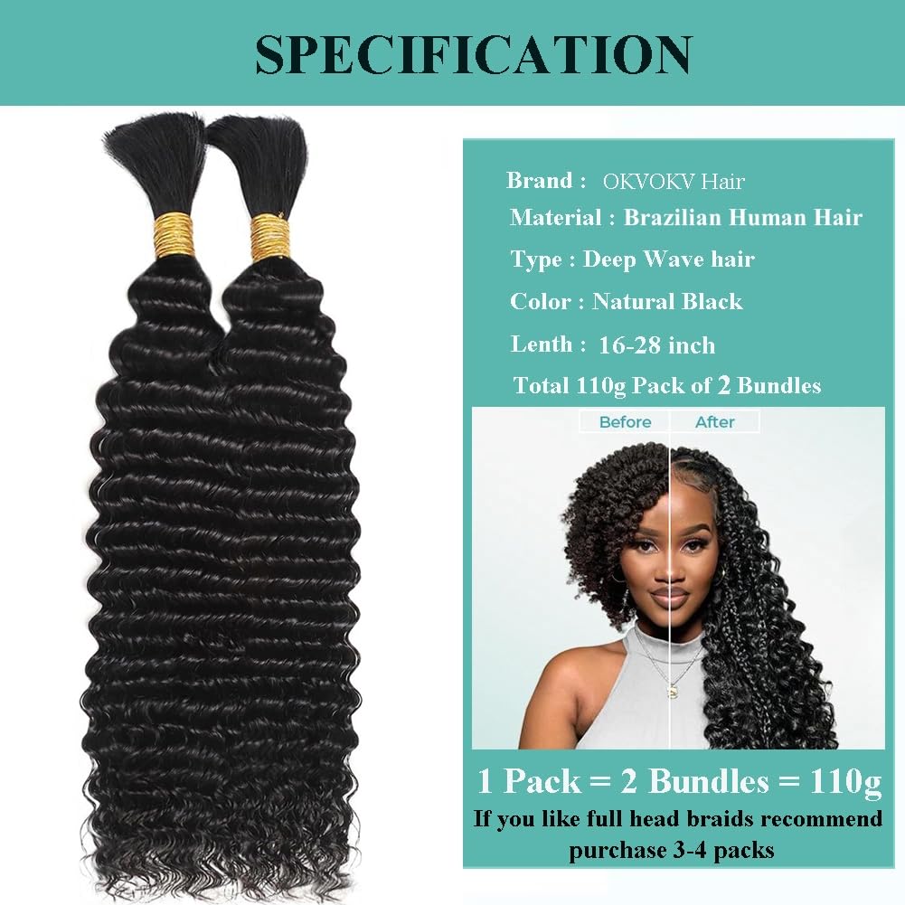OKVOKV deep water wave 22-inch bulk for bold box braids