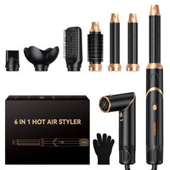 OKWRAP foldable 6-in-1 hair dryer brush in action for quick at-home styling.