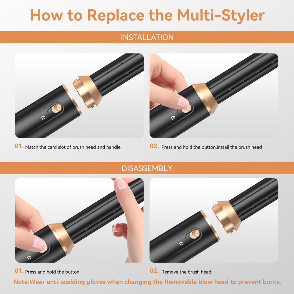 OKWRAP right-wrap attachment creates defined curls with smooth finish.