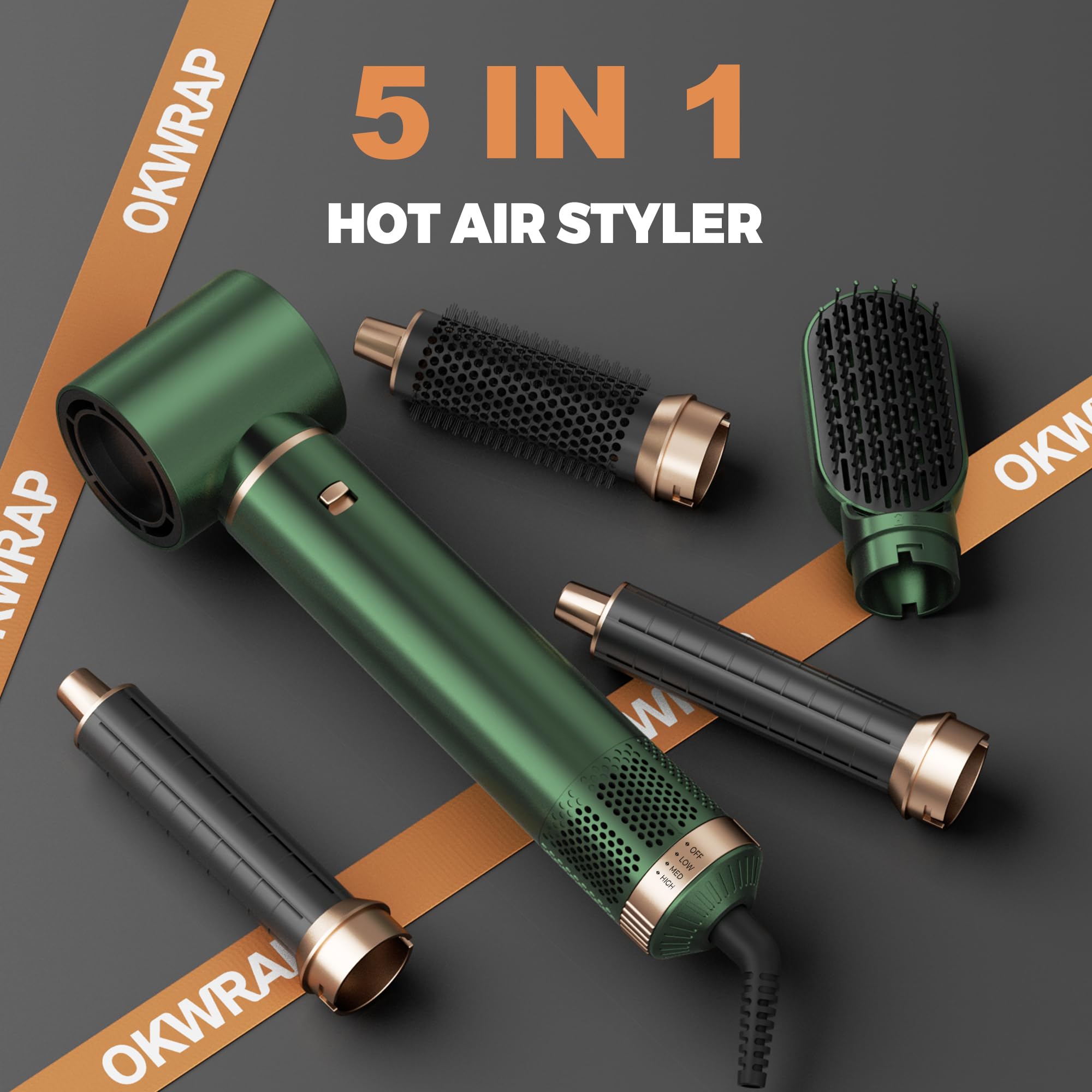 OKWRAP three temperature settings tailor drying and styling to hair type