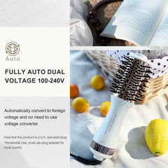 Olaermoso travel dual-voltage hair dryer brush oval barrel for smooth styling.