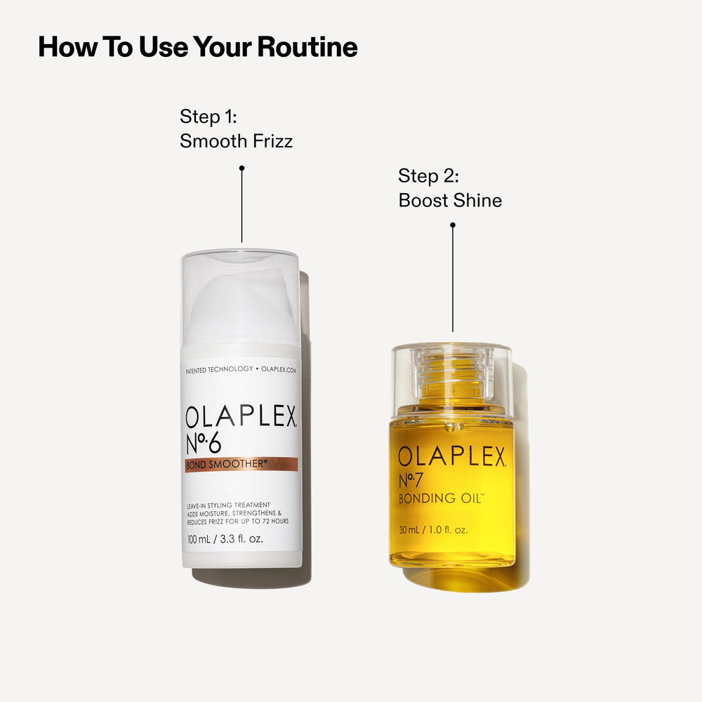 Lifestyle shot shows glossy, hydrated hair with the Endless Shine Gift Set.