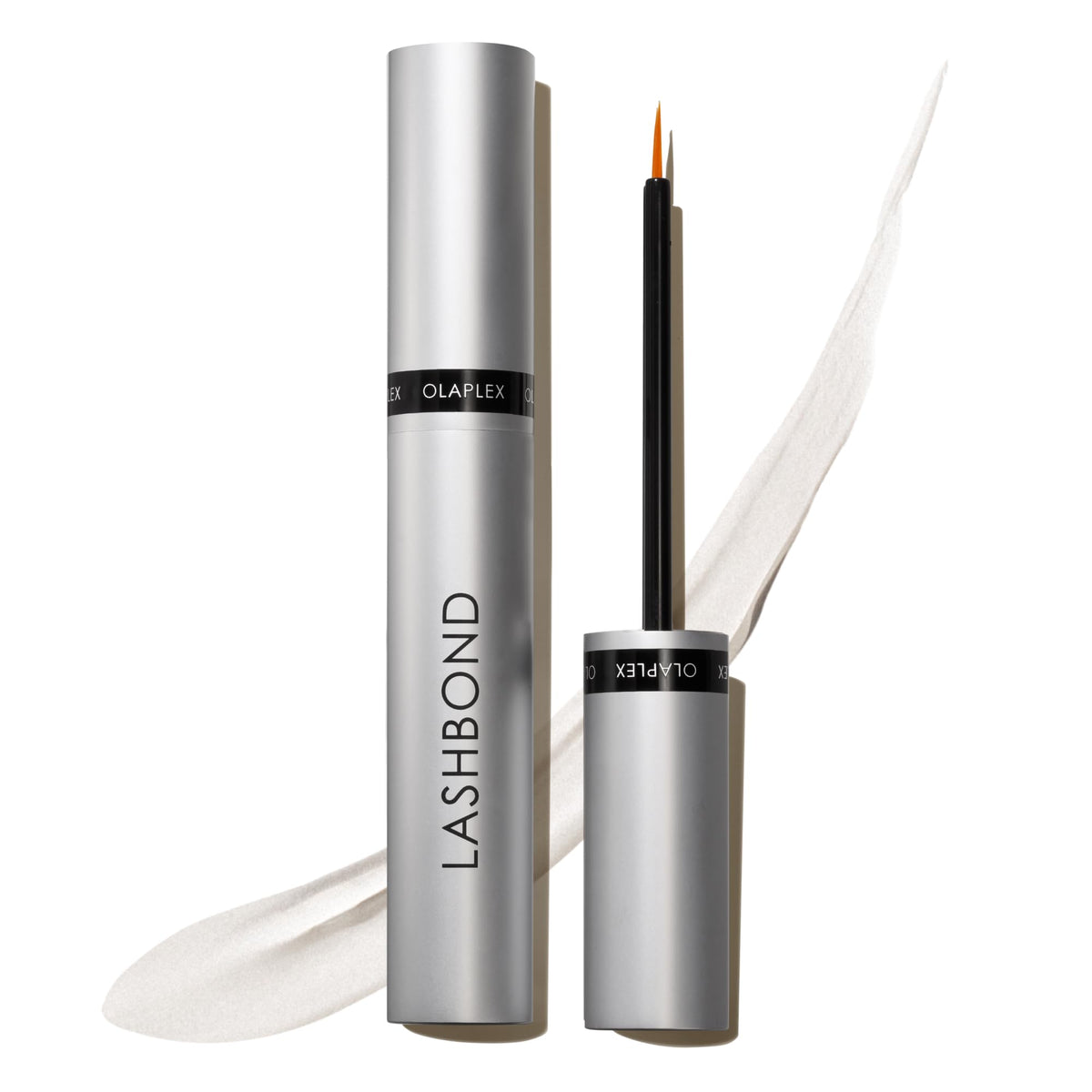 Olaplex LashBond Serum bottle close-up, showcasing healthier-looking lashes.