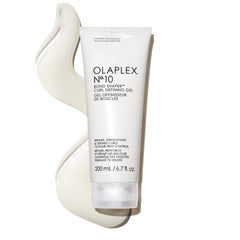 Olaplex No.10 Bond Shaper bottle pour demonstrates easy application and hydration for defined curls.